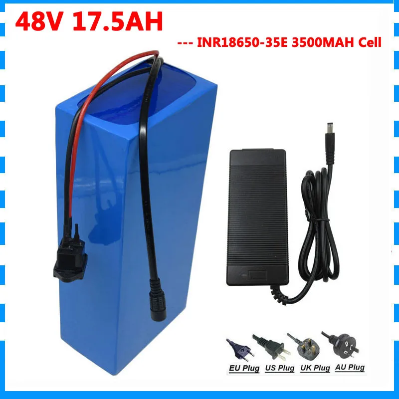 48V 17.5AH электрический велосипед батареи 1000W 48V 18AH, фара для электровелосипеда в литиевый аккумулятор для скутера использовать 3500 мА/ч, 35E сотовый 30A BMS 2A Зарядное устройство