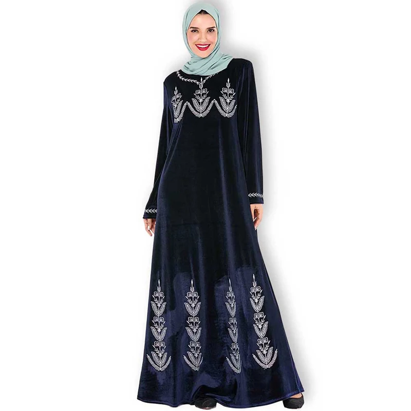 Новое мусульманское платье черный свободный большой размер маятник золотой