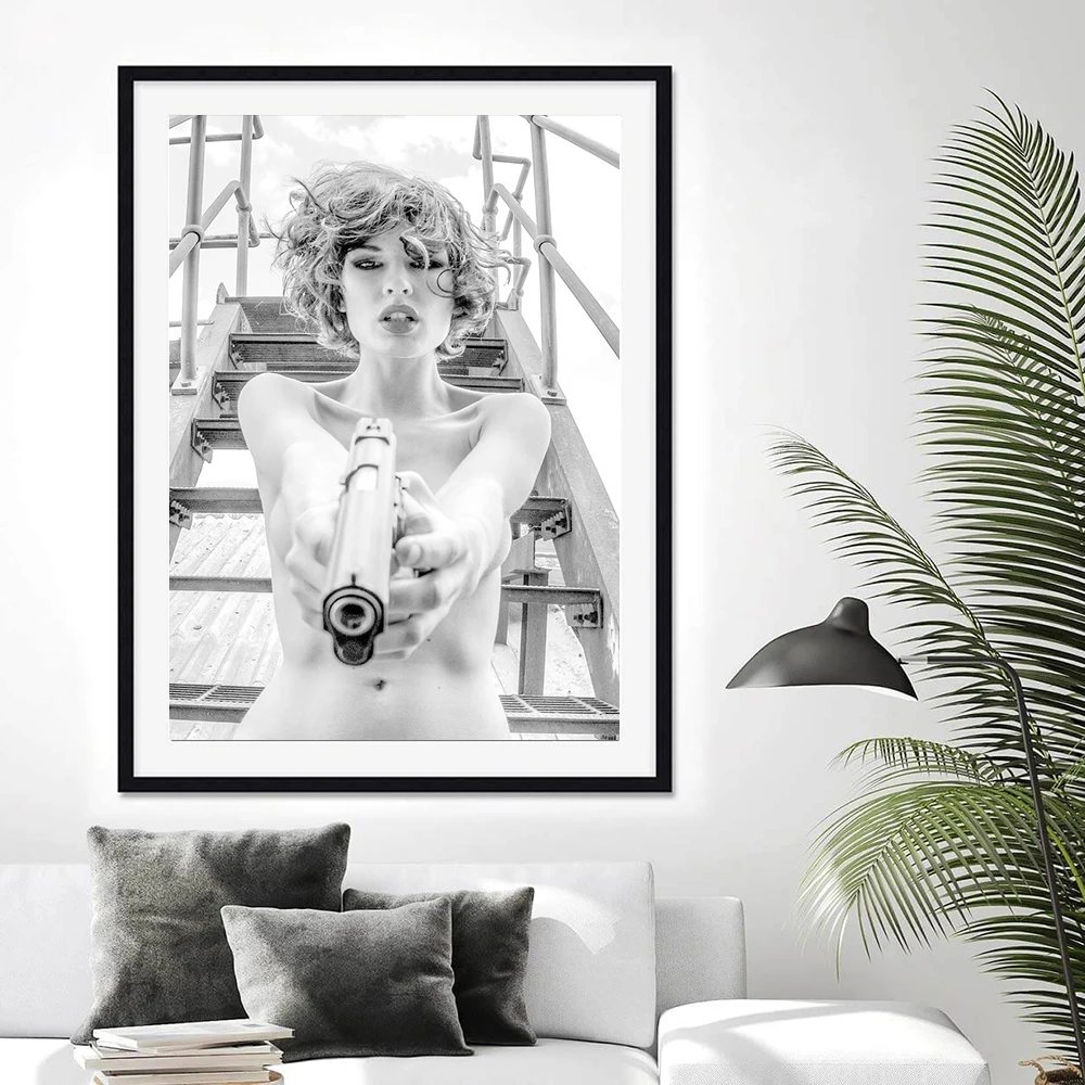 Черно-белая сексуальная обнаженная леди настенная Картина на холсте постер
