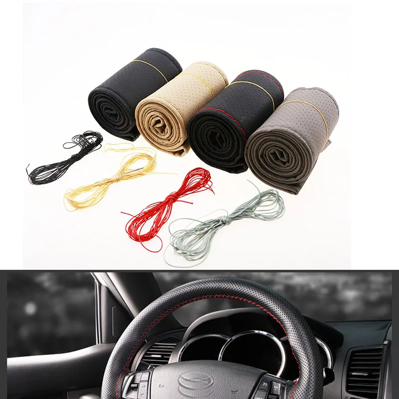 DIY Мягкий Нескользящий ручной швейный чехол рулевого колеса автомобиля для Land Rover