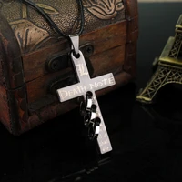 hot movie jewelry necklace death note cross pendant leather chain necklaces for fans jewelry gift