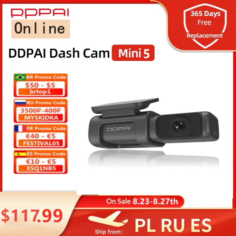 Видеорегистратор Origina DDPAI Mini5 UHD DVR Android 4K встроенный Wi Fi GPS 24 часа парковки 2160P