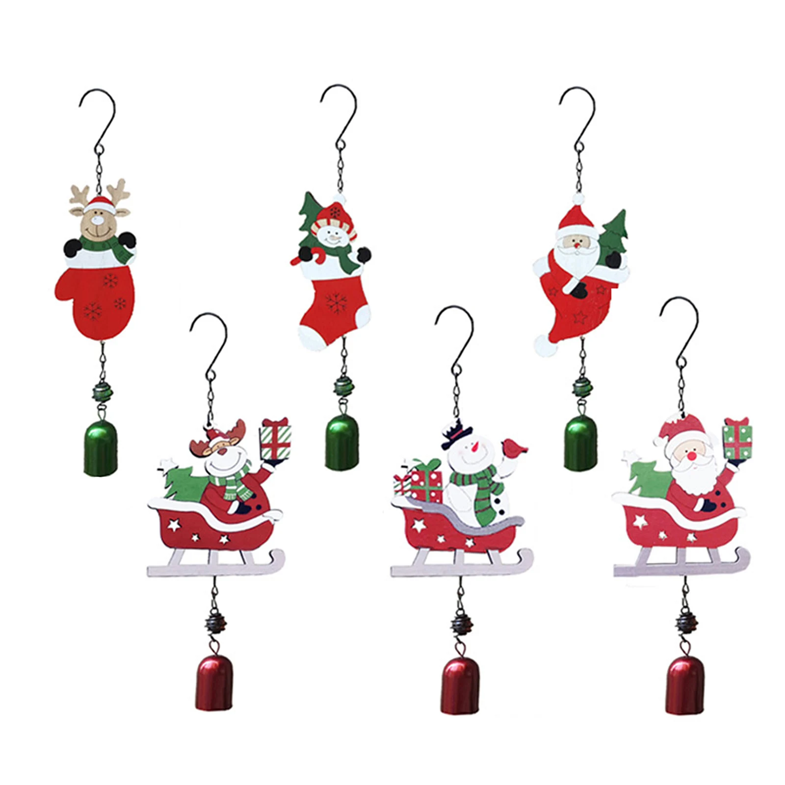 

3pcs Christmas Wooden Ornament Pendant Hanging Gifts Snowman Bell Christmas Tree Decor Home Decoration Noel