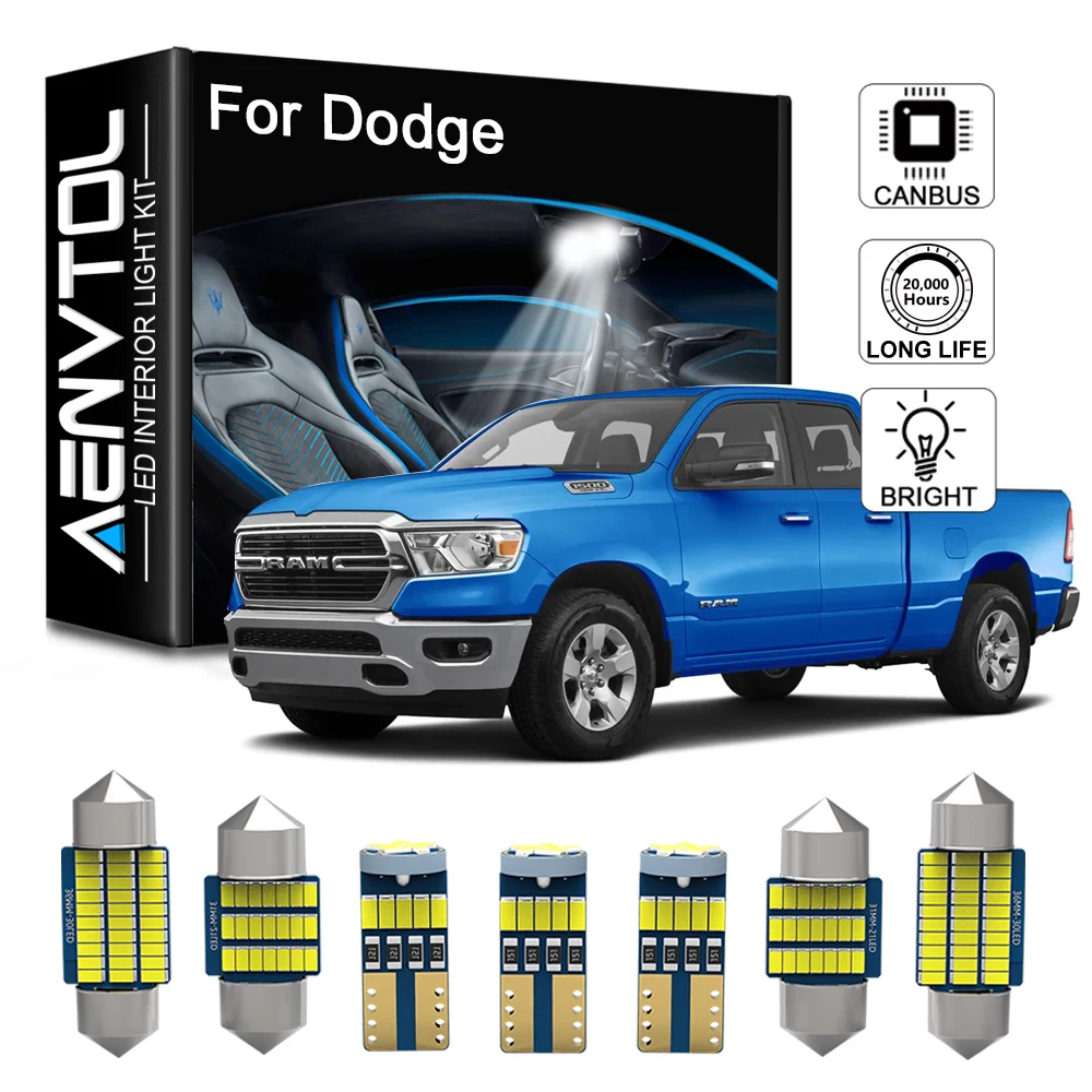 AENVTOL For Dodge Journey Challenger Ram 1500 Caliber Charger Durango Dakota Dart Nitro Auto Accessories Interior T10 LED Lights