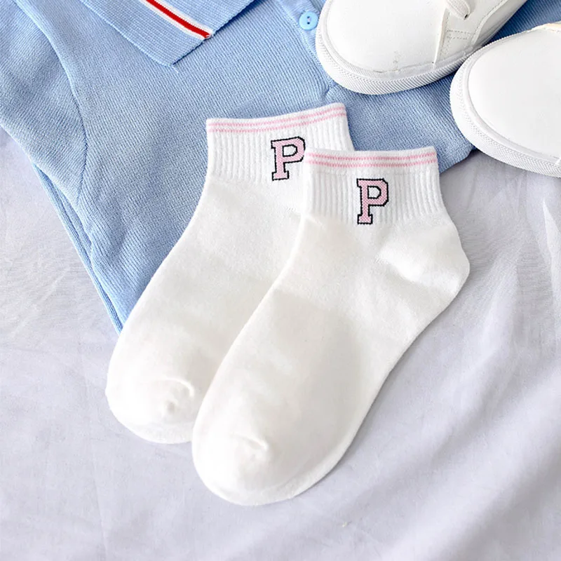 

Summer Women Casual Sock Spring Simple Letter Breathable Socks One Size Invisible Anti-friction Women's Sweat Socking