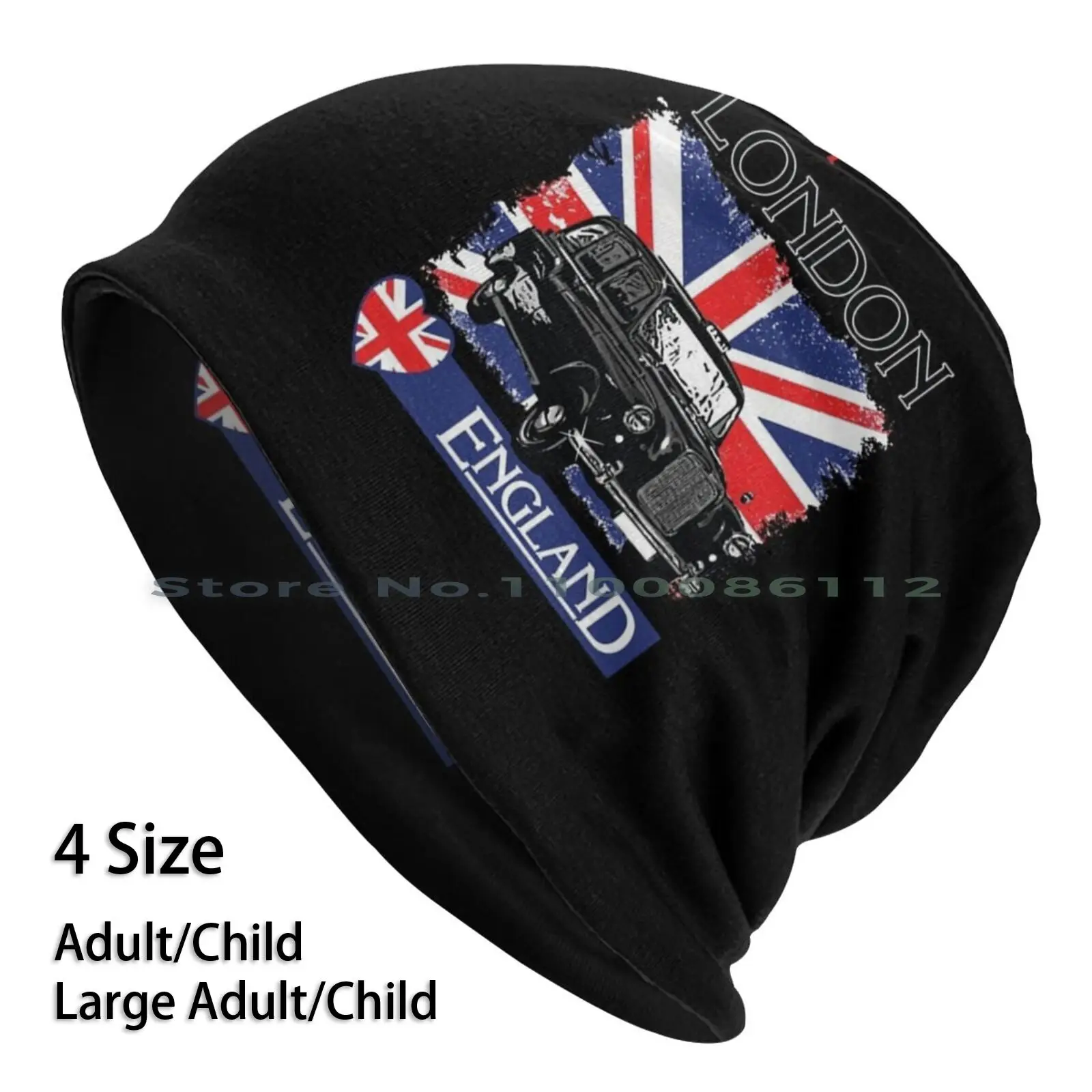 

London Uk Classic Retro Beanies Knit Hat United Kingdom Gb Uk British Great Britain England London Cab Taxi Austin Fx4 Flag