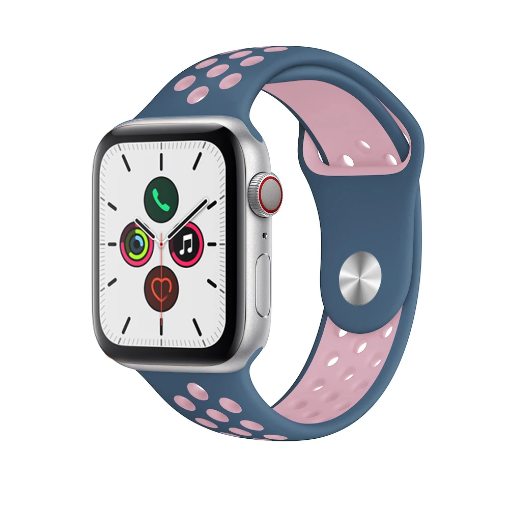 Силиконовый ремешок для apple watch 5 4 band correa apple watch 44 мм 40 мм 42 мм 38 мм iwatch 5 4 3 2 1 спортивный браслет на запястье - Цвет ремешка: blue pink
