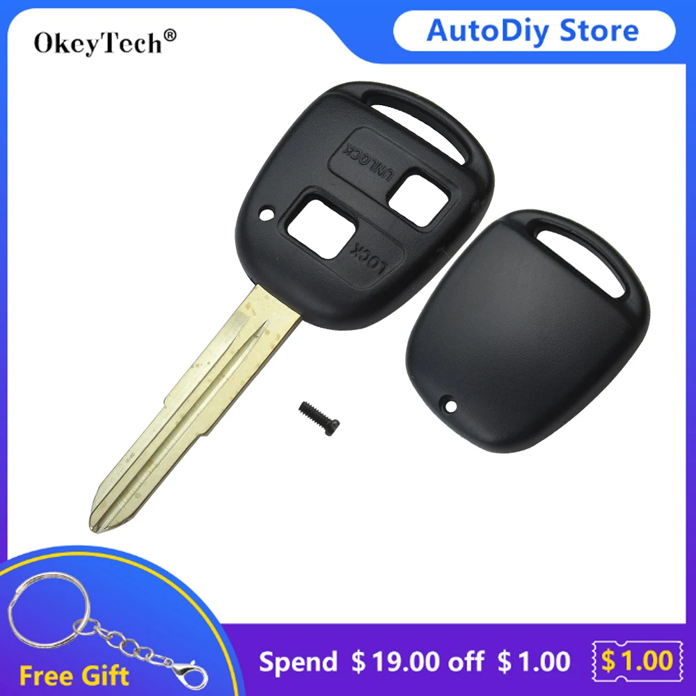 

Best Price OkeyTech Replacement Remote Key Shell Case Fob 2 Buttons For Toyota HIACE Yaris TOY41 Uncut Blade Rubber Button Pad
