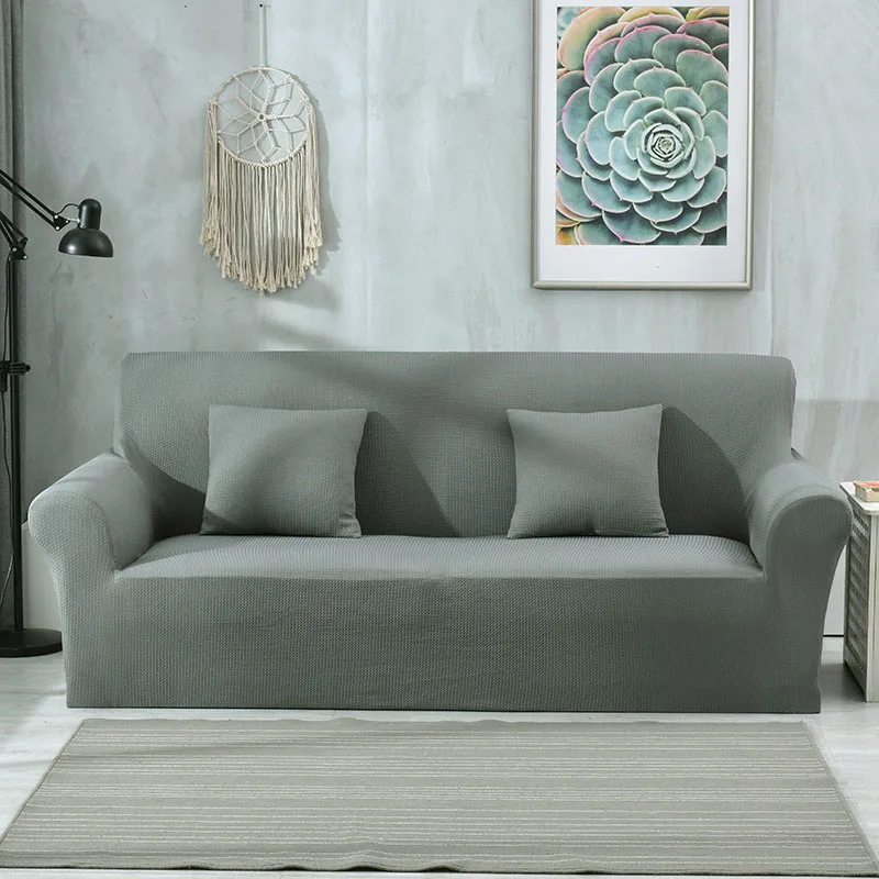 Gray Slipcovers водоотталкивающий стрейч чехол для дивана утолщенный жаккардовый клетчатый чехол для дивана для гостиной мебель для питомцев протектор - Цвет: Gray