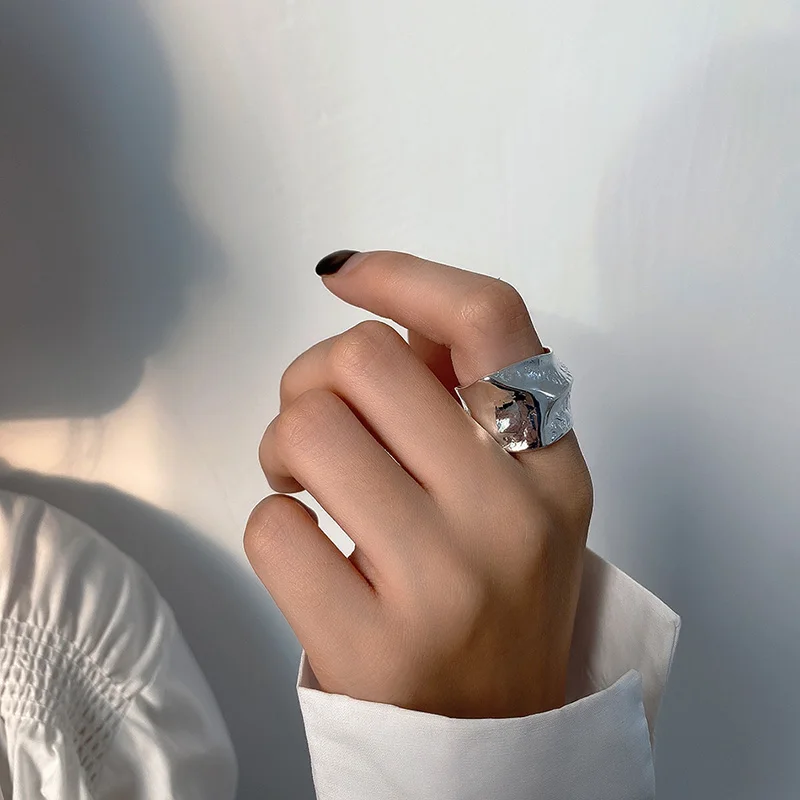 

Shaped Wide Rings 925 Silver Punk Jewelry Charm Bohemia Minimalism Birthday Gift Haut Femme Rings for Women Anillos