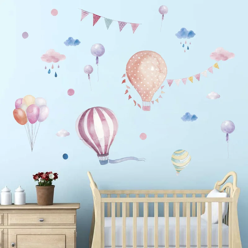

Cartoon balloon hot air balloon Wall Sticker for baby rooms decorations home wallpaper nursery Mural kids room stickers