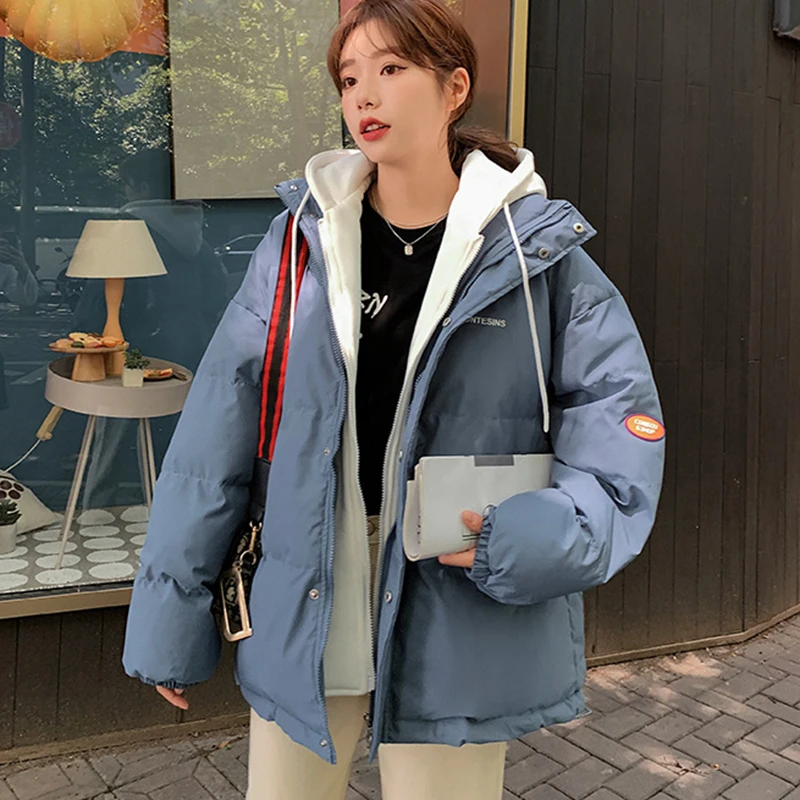 2022 Mock Two-Piece Hooded Women's Winter Coat Casual Thick Warm Padded Parkas Down Jackets Female Ladies Outerwear Solid Coats