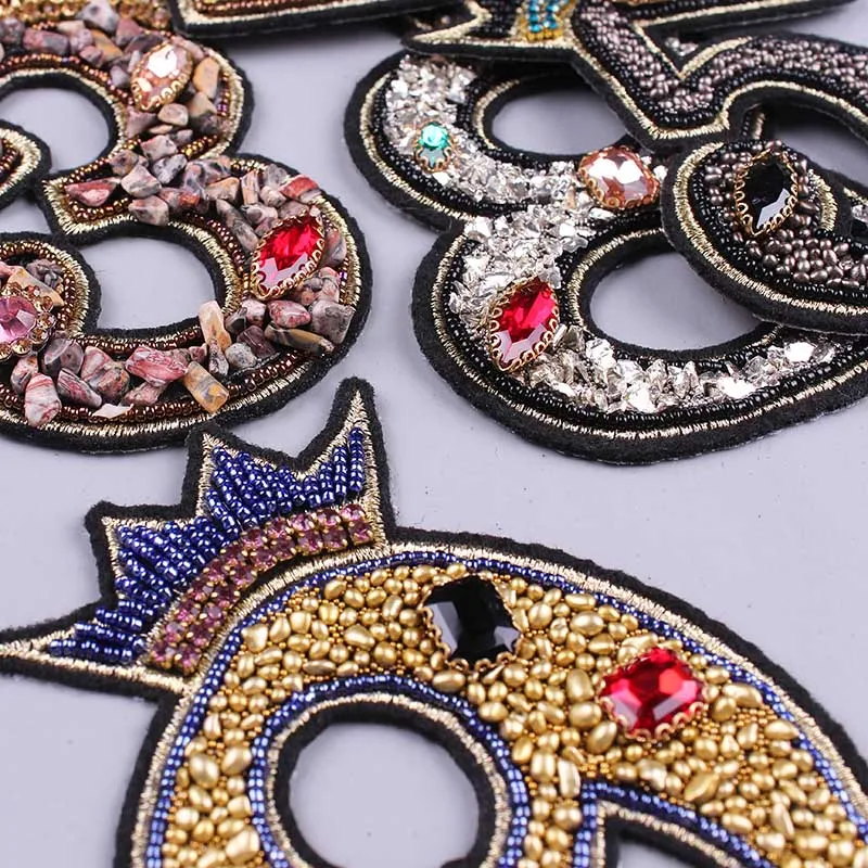 1 2 3 номер патч значки бисером Пришивные нашивки для одежды 3D стразы передачи