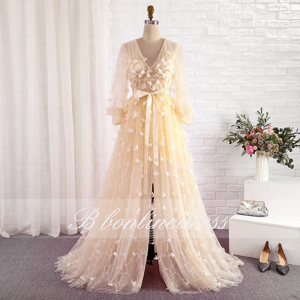 Bbonlinedress платье для выпускного Шампань Тюлевое вечернее с длинным рукавом и