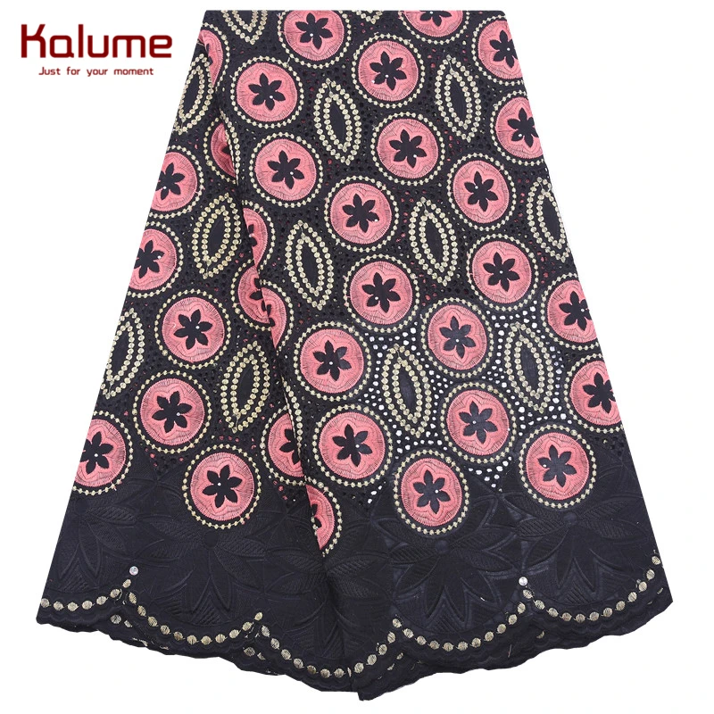 Недорогая африканская швейцарская хлопковая кружевная ткань Kalume королевский