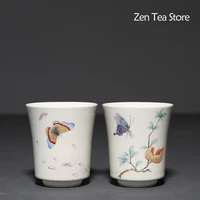 pure hand painted butterfly ceramic master cup pomegranate tea bowl tea cup kung fu tea set drinkware tea mug teacups water cup