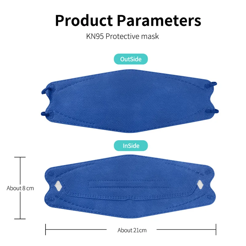 

50/60/100Pcs Fish KN95 Adultos Mascarillas FFP2 Color 4 Layers Adult Masks Reusable Protective Respirator Filter Dust Face Mask