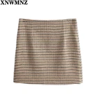 XNWMNZ Женская Осенняя элегантная клетчатая мини-юбка faldas mujer с молнией сзади офисная одежда Женская Повседневная стильная Весенняя трапециевидная юбка 2021