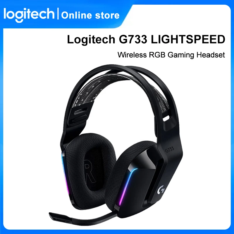 Logitech-auriculares inalámbricos G733 Lightspeed Rgb para juegos, cascos ligeros Dts X 2,0, hasta 29 horas, para ordenador portátil y Pc