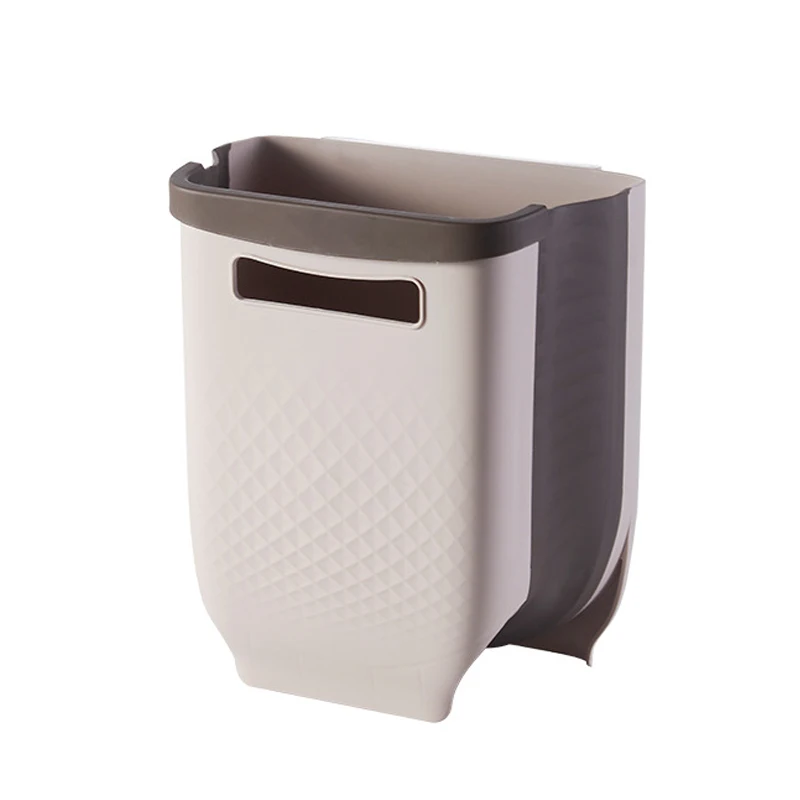 

Hanging Foldable Trash Can with Handle Saving Space Easy to Reach Collapsible Waste Bin for Cabinet Door Car Bedroom HANW88