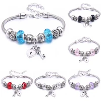 dropshipping vintage heart key lock shape crystal charm bracelets for women diy beads brand bracelets bangles jewelry gift