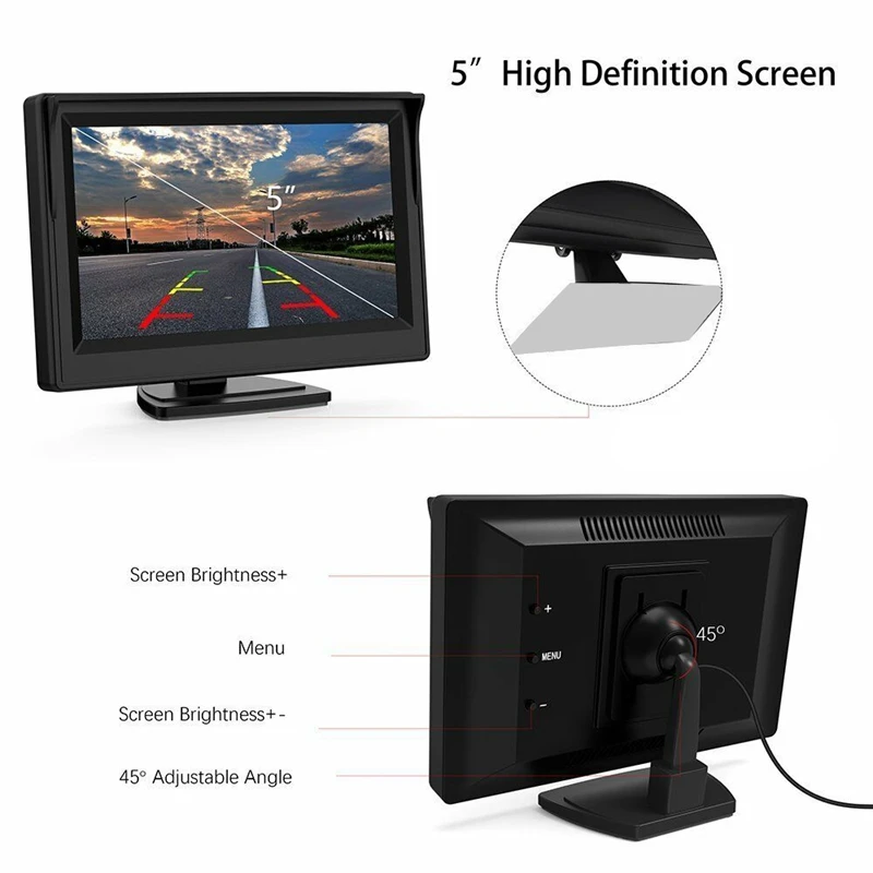 5-дюймовый 800x480 TFT LCD HD Sn монитор с двойным монтажным кронштейном для автомобильной камеры заднего вида/DVD/медиаплеера от AliExpress WW