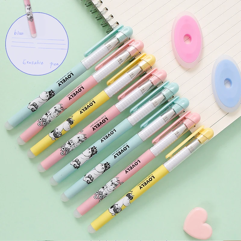 

6pcs/set Cartoon Animal Dog Erasable Gel Pen Lovely 0.5mm Cute Neutral Pen Washable Handle Blue Black Red Ink Kawaii Stationery