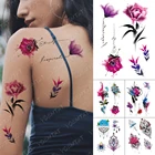 Водостойкая временная татуировка-наклейка, Акварельные Цветы, текстовые татуировки, серьги с хной, мандала, боди-арт, искусственное тату на руку для женщин и мужчин