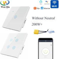 220v wifi wall switchtuya smart light switch without neutraltouch glass screen panelapp voice control timeralexa google home