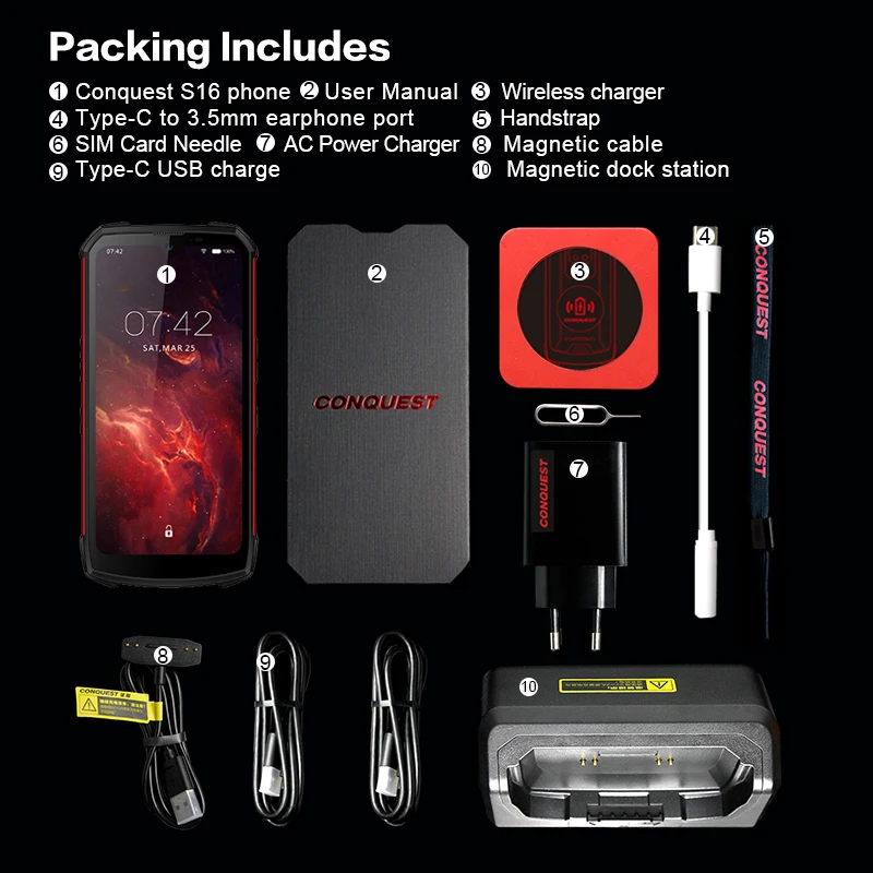 Смартфон Conquest S16 экран 5 99 дюймов восьмиядерный процессор Helio P90 ОЗУ 8 Гб ПЗУ 128/256