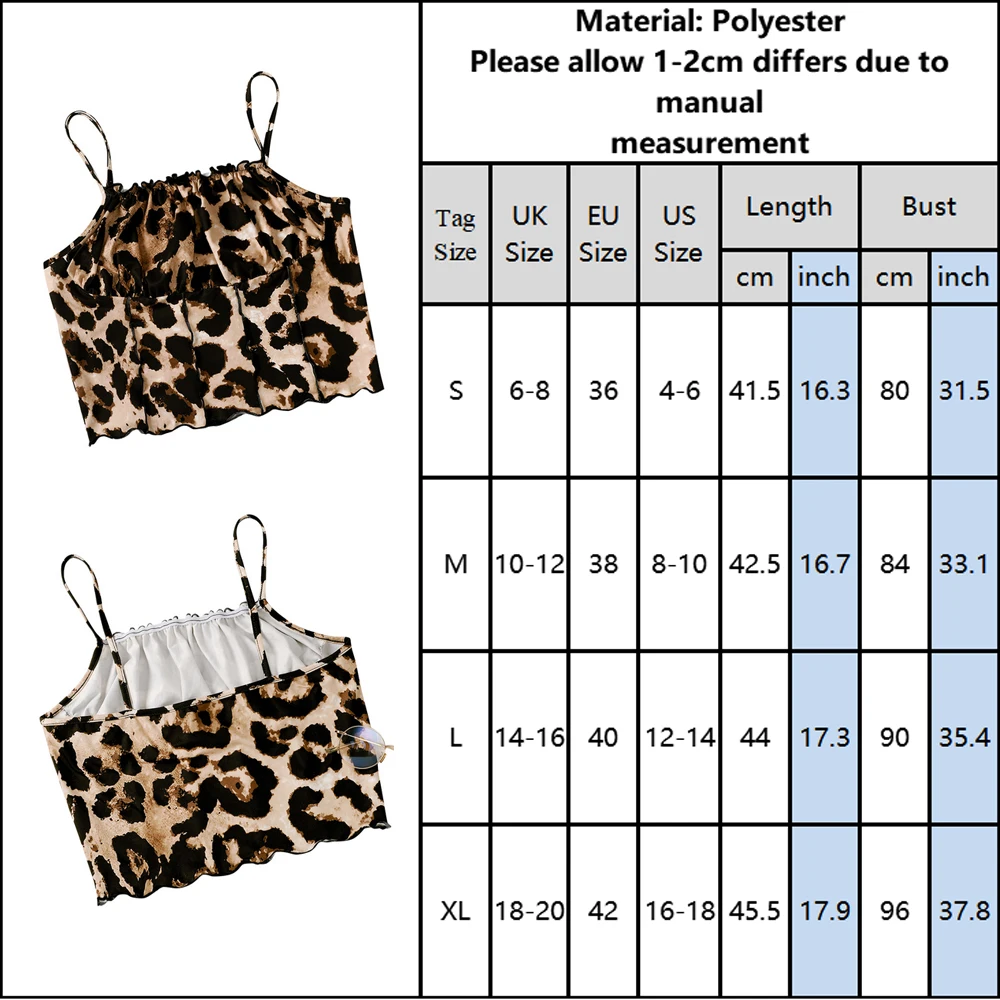 

Women's Sexy Leopard Print Crop Top Summer Elastic Fashion Cotton Camis Sleeveless Short Tank Top Bar Night Club Streetwear D30
