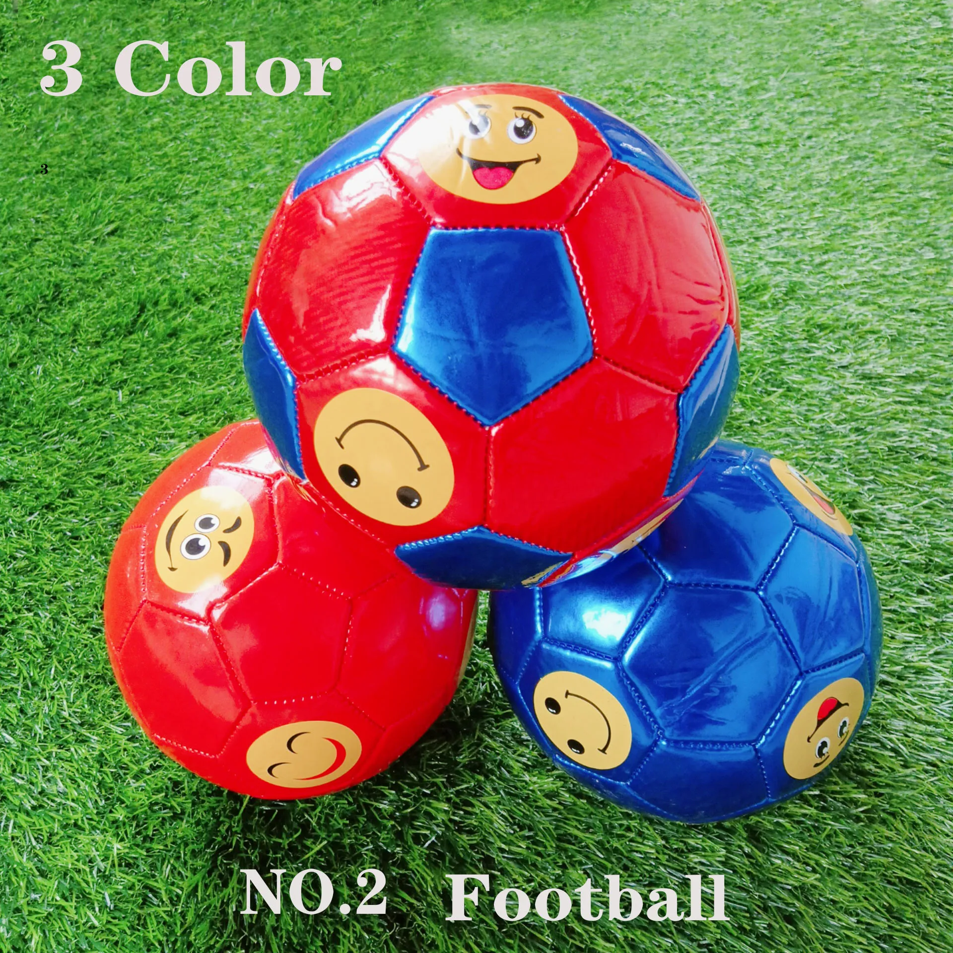 

ROHDE Children's Entertainment Football Official Size2 PVC High Quality Material Blue Smiley Face Soccer Ball A-1