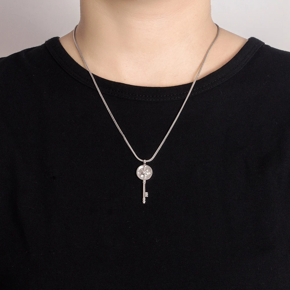 Купи Fashion Design Key Choker Necklace 925 Solid Silver Jewellery Necklaces & Pendants For Women & Men Jewelry Female Male Gift за 1,331 рублей в магазине AliExpress