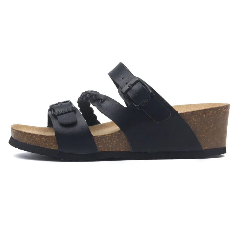 

Shoes Woman 2021 Med Slippers Casual Platform Heeled Mules On A Wedge Shale Female Beach Luxury High Summer Sabot Slides Rome PU