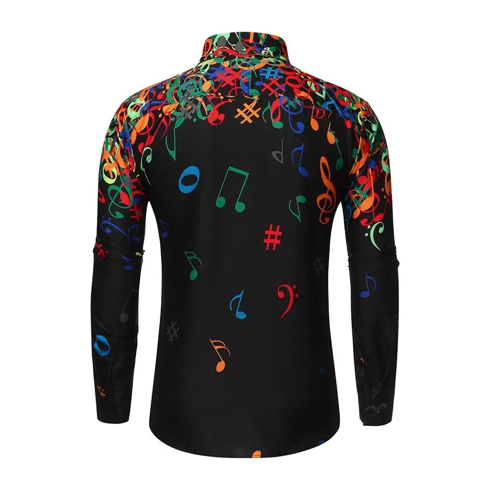 Мужская Повседневная рубашка Feitong с длинными рукавами и рисунком музыкальной