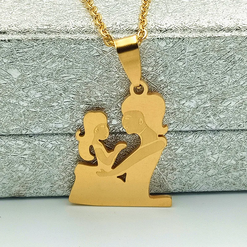 Простое Ожерелье из нержавеющей стали подвеска для мамы и дочки Очаровательное