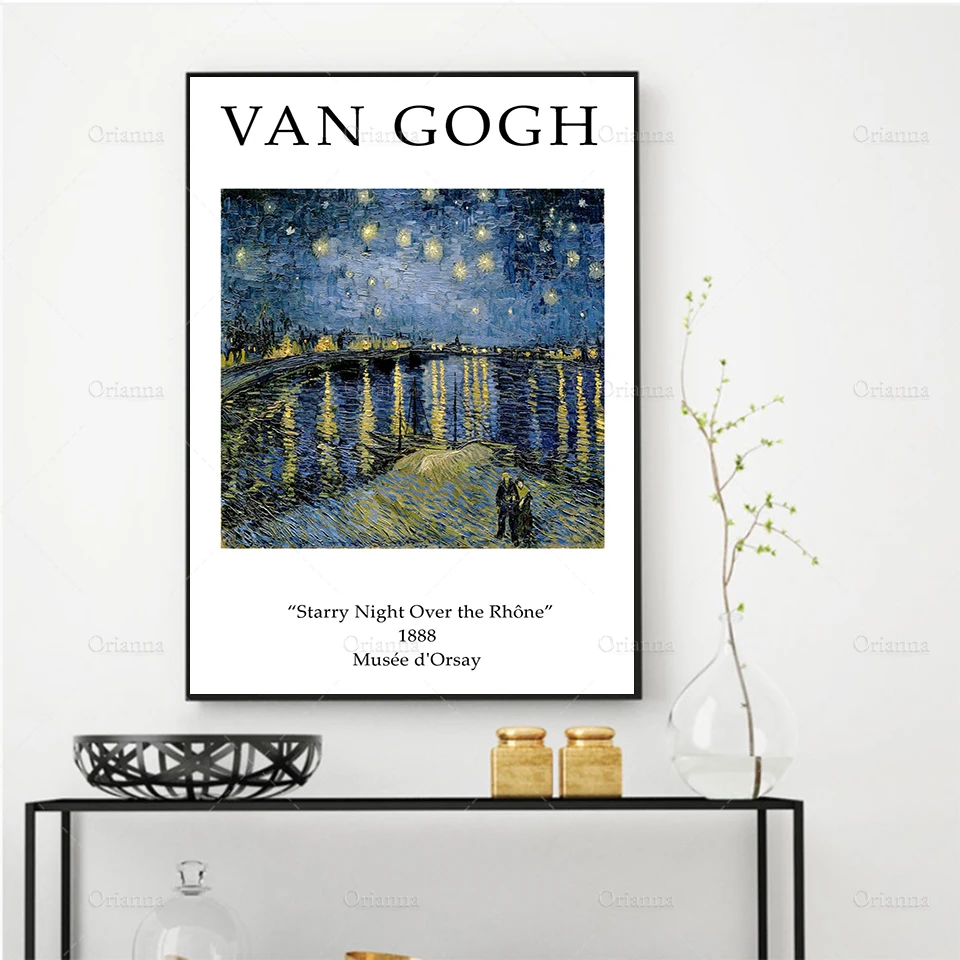 Плакат Ван Гога искусство звездная ночь над Роном принт винтажное винтажный