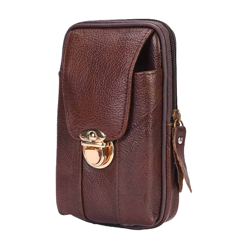 

Мужская кожаная поясная сумка в стиле ретро на молнии