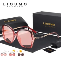 lioumo top quality photochromic sunglasses women polarized glasses vintage lady travel eyewear chameleon anti glare zonnebril