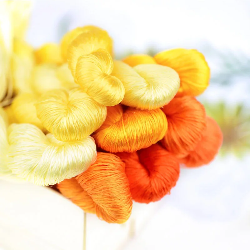 Шелковая нить для вышивки 1 шт./400 м из 100% шелка ручная вышивка крестиком Желтая