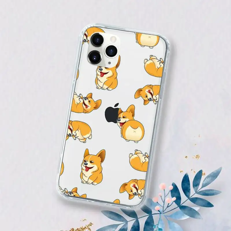 

Corgi Cute cartoon dog Phone Case Transparent for iPhone 11 12 mini pro XS MAX 8 7 6 6S Plus X 5S SE 2020 XR