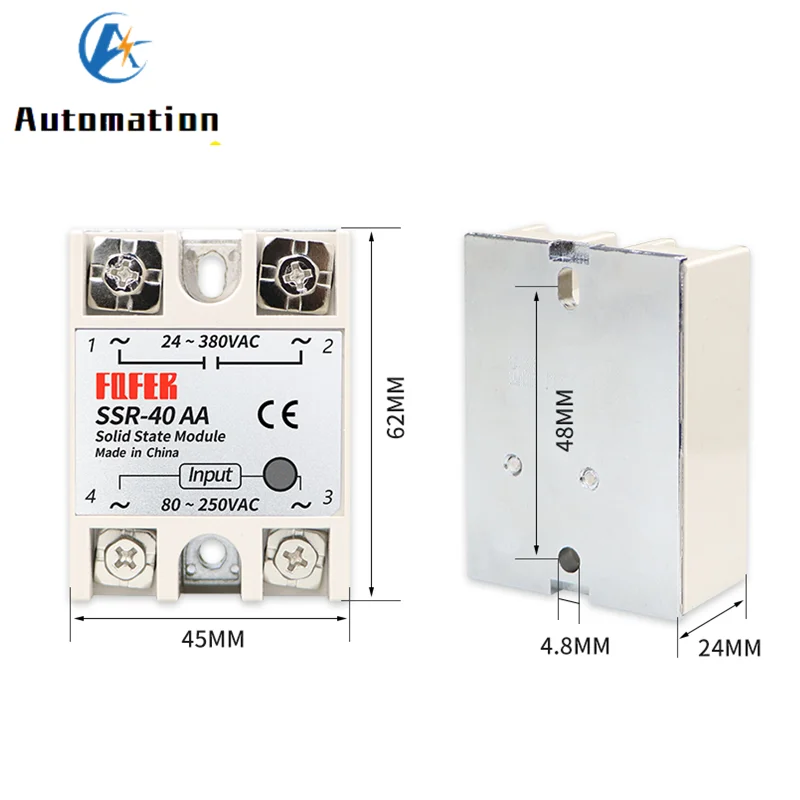 1 шт. 10A 25A 40A 60A AC Однофазное твердотельное реле постоянного тока SSR 10AA 25AA 40AA 60AA 80 250VAC