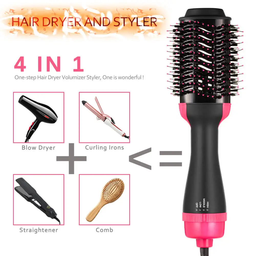 

Hair Curler Volumizer Salon Hot Heat Air Comb Paddle Styler Brush Negative Iron Generator 3 4 in 1 Straightener Blow Dryer Tools