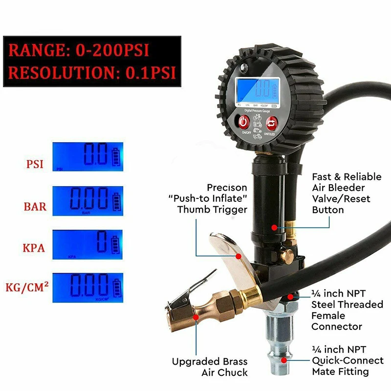 2020 Новый цифровой светодиодный насос для шин Манометр воздушный компрессор