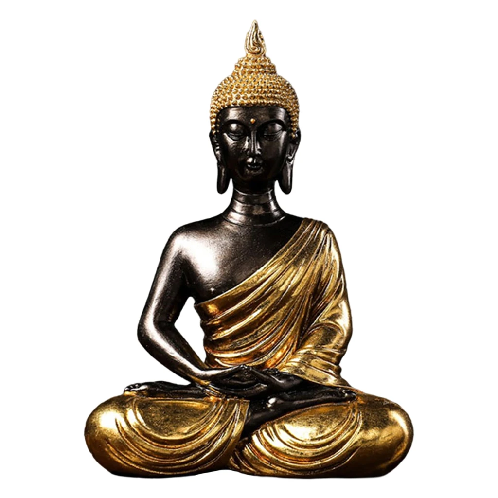 

Golden Buddha Statue Blessing Thai Figurine Hand Made Buddhism Hindu Office Sculpture Crafts Ornament Home Decor