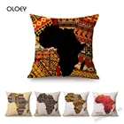 Декоративный чехол для подушки 45x45 см из хлопка и полиэстера с Африканской картой