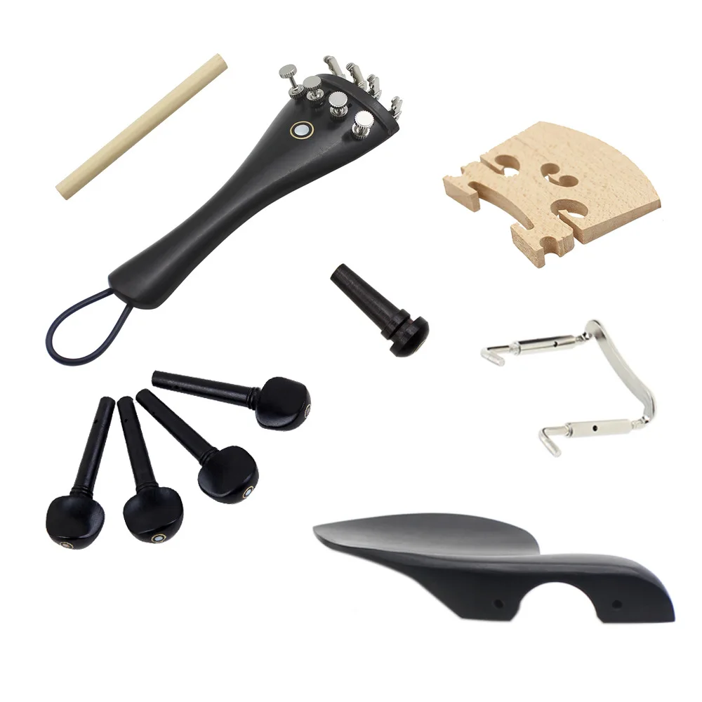 

Violin Parts Tailpiece Pegs Chinrest Maple Bridge Endpin Tuner Tail Gut 15 Set For 4/4 Ebony Violin Parts & Accessories