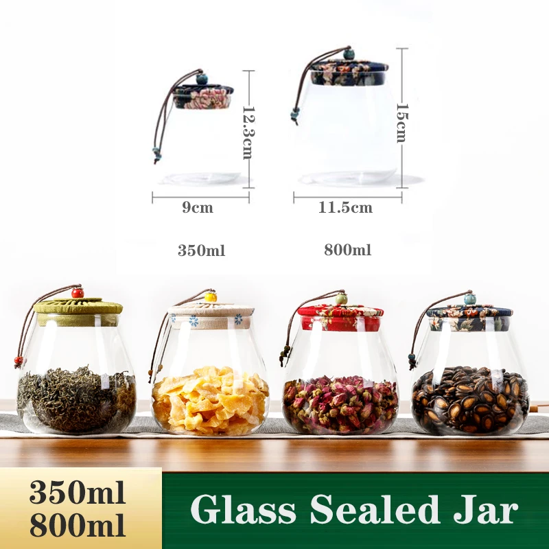 Glass Sealed Jar Tea Can Household Transparent Moisture-proof Storage Bottle Food Kitchen Storage Box new high boron transparent glass bowl household kitchen storage bottle food sealed container can be stacked storage bowl