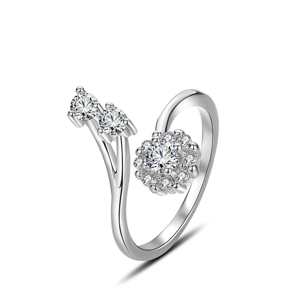 Новое модное кольцо из серебра 925 пробы с прозрачным цирконием милое круглое