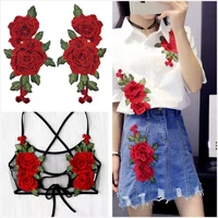 2pcset embroidery rose flower patch applique diy crafts stiker for jeans hat bag clothes sewing accessories badges
